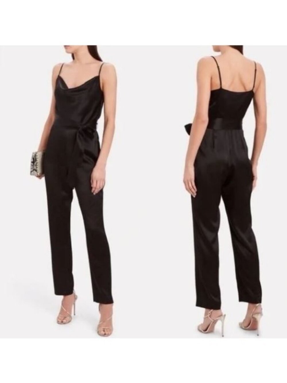 Intermix Maria Sleeveless Silk Jumpsuit Black Size 2 NWT